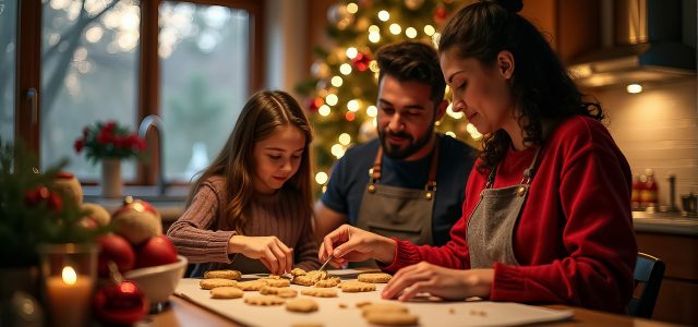 A man and a little girl are making cookies together.