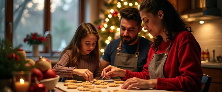 A man and a little girl are making cookies together.